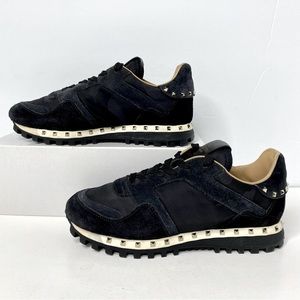 Valentino Garavani Suede Black Studded Sneakers Shoes US 7